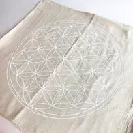 XL Flower of Life - White Ink - Crystal Grid Cloth